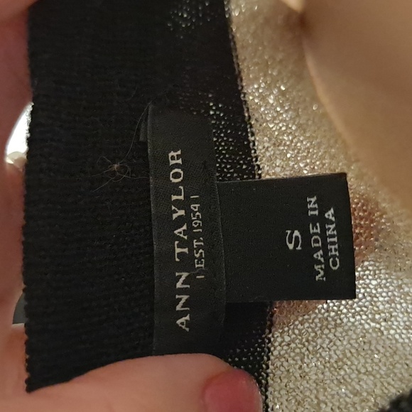 Ann Taylor Button-Down Cardigan Black and Gold Metallic Lightweight Sweater - Picture 5 of 6
